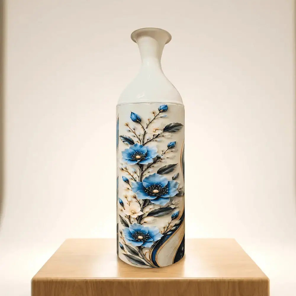 Blue Floral Decorative Flower Vase Set of 3 for Home Decor Mall on Moon