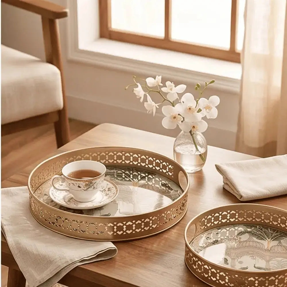 Decorative Peacock & Palace Serving Tray Set of 2 Mall on Moon