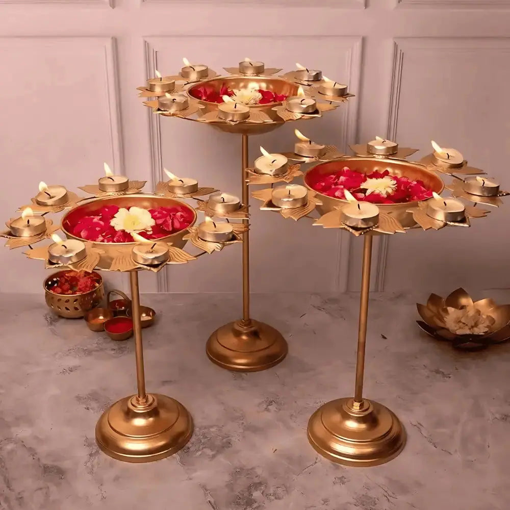 Aesthetic Standing Floral Kamal Diya Urli for Diwali Decor Mall on Moon