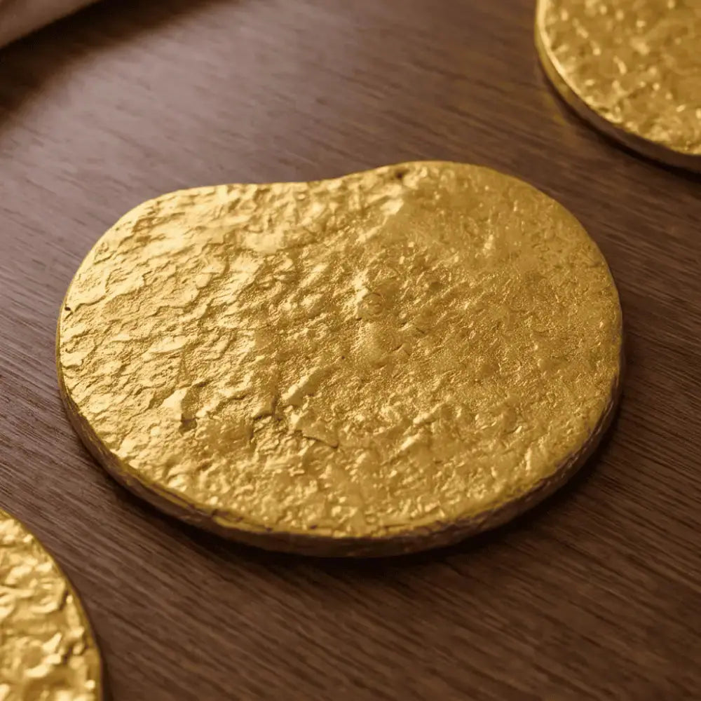Golden Textured Round Coasters for Home & Table Decor (Pack of 4) Mall on Moon