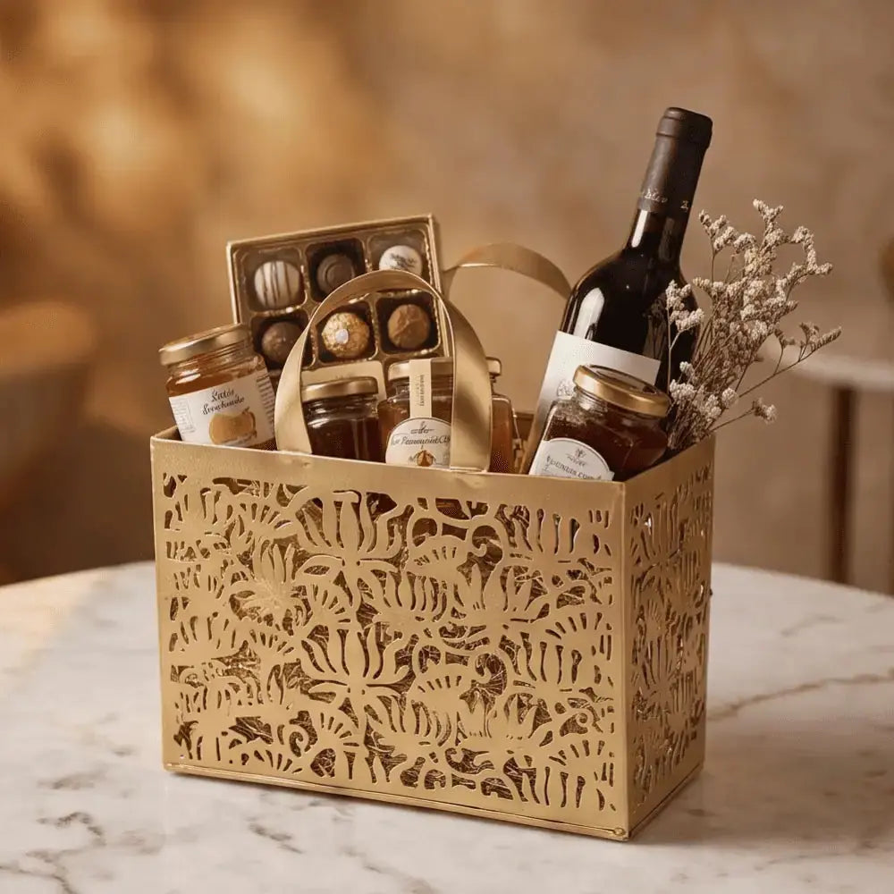Metal Rectangular Golden Gift Bag for Gifting & Home Decor Mall on Moon