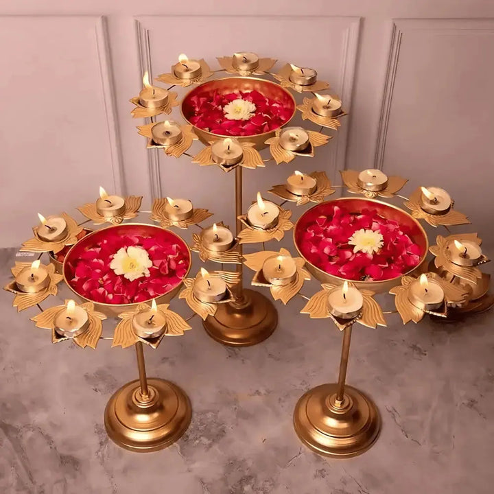 Aesthetic Standing Floral Kamal Diya Urli for Diwali Decor Mall on Moon