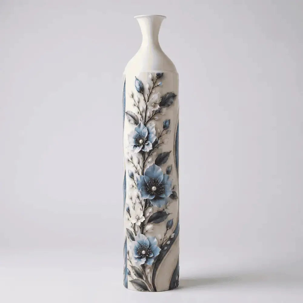 Blue Floral Decorative Flower Vase Set of 3 for Home Decor Mall on Moon