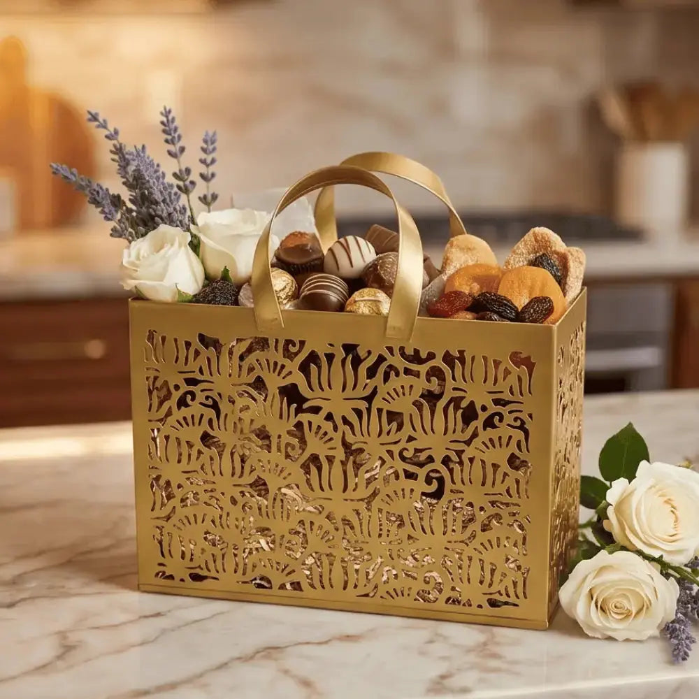 Metal Rectangular Golden Gift Bag for Gifting & Home Decor Mall on Moon