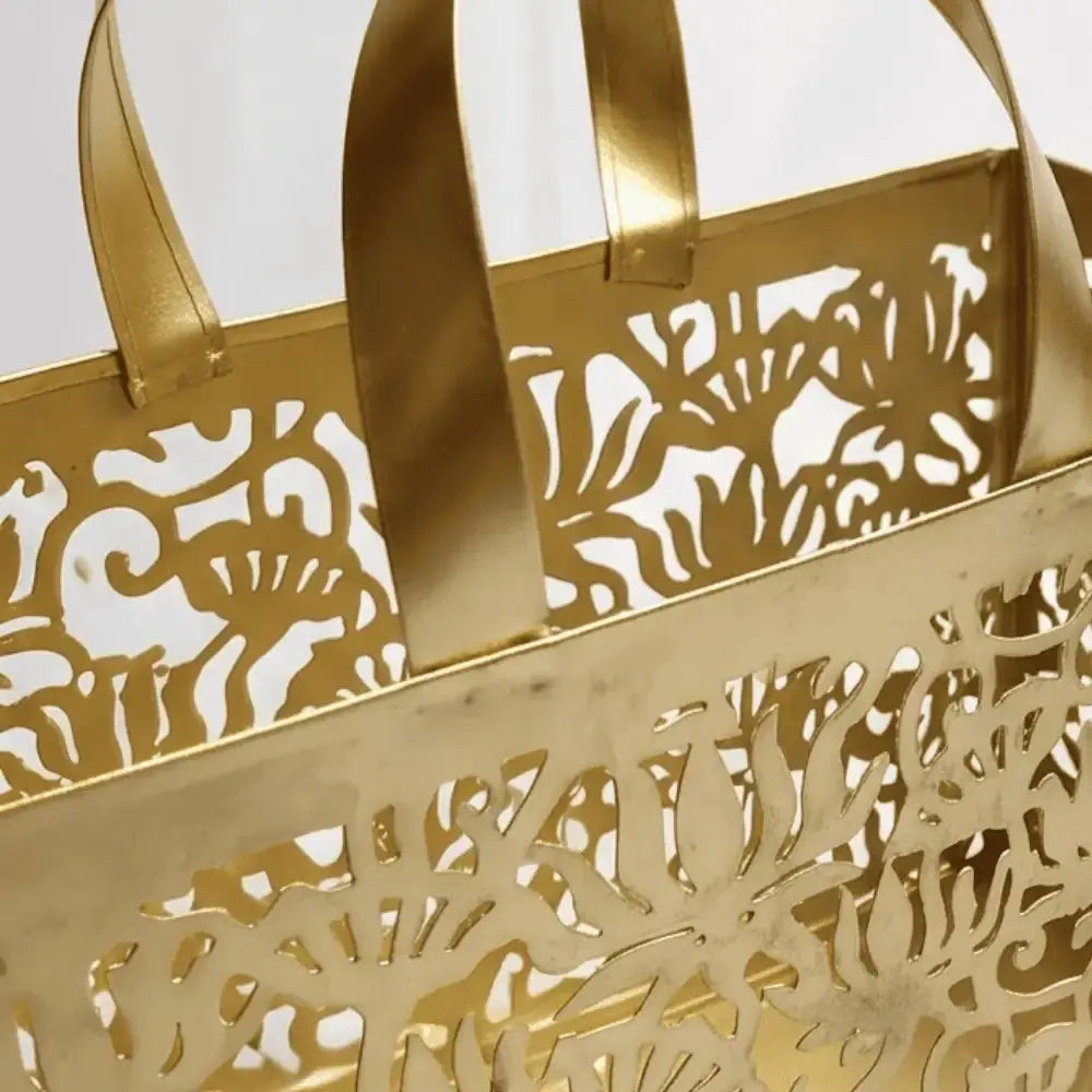 Metal Rectangular Golden Gift Bag for Gifting & Home Decor Mall on Moon