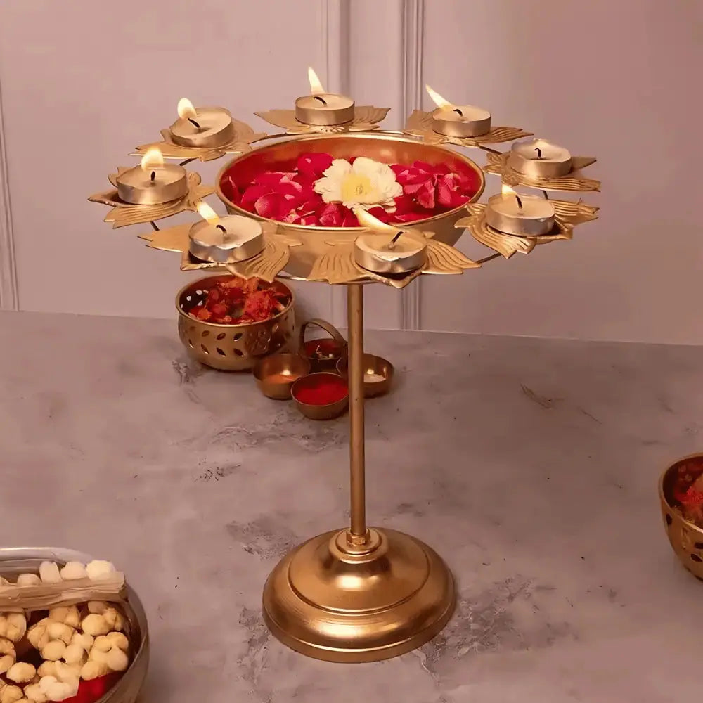 Aesthetic Standing Floral Kamal Diya Urli for Diwali Decor Mall on Moon