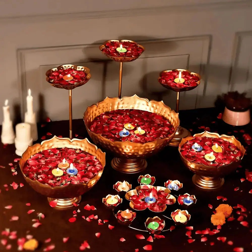 Taj Urli Floating Flower Set with Rangoli Urli Stand – 9 Pieces Mall on Moon