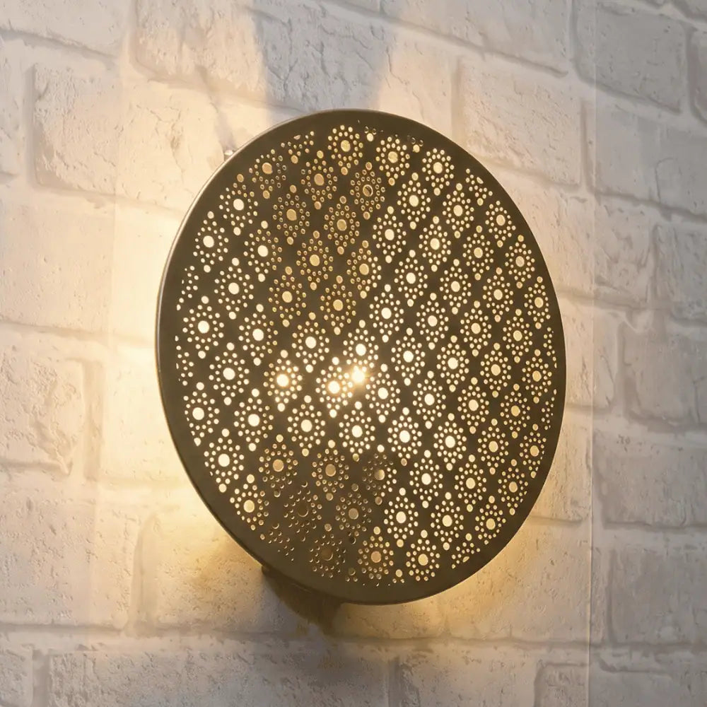 Metal Engraved Wall Sconce Golden Decorative Wall Lamp