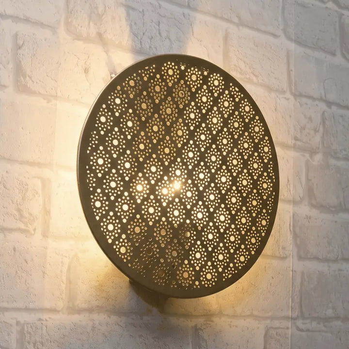Metal Engraved Wall Sconce Golden Decorative Wall Lamp