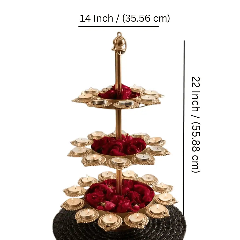 3 Layer Foldable Urli Diya Stand For Diwali