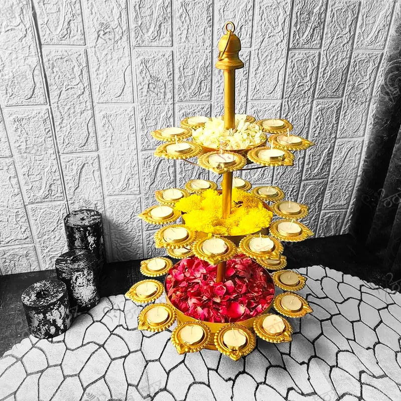 3 Layer Foldable Urli Diya Stand For Diwali