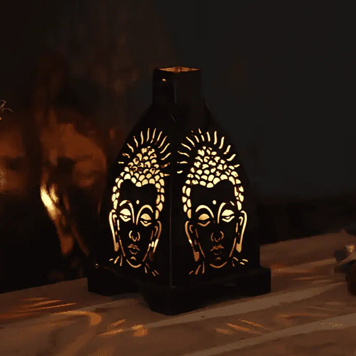 black metal buddha tealight candle holder for diwali