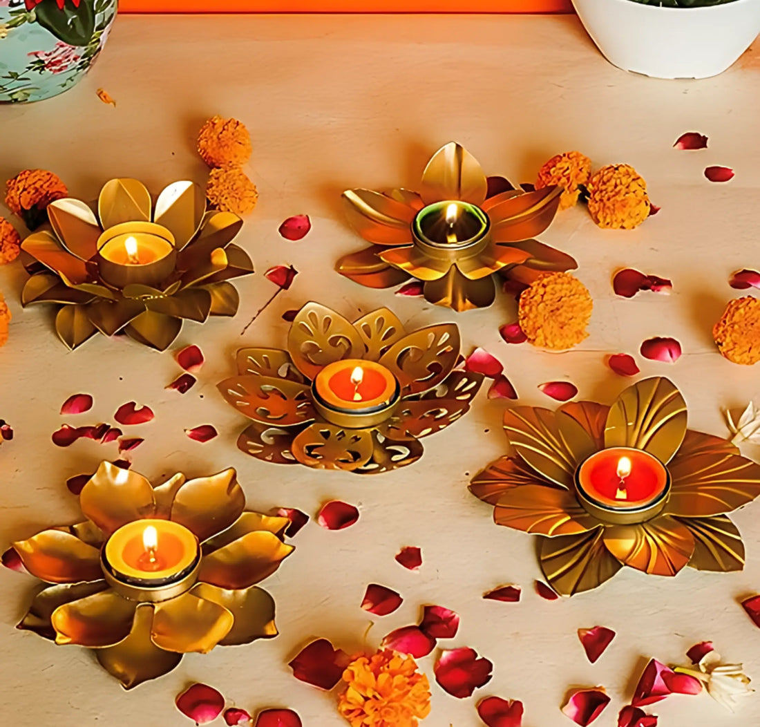 flower shape metal tealight candle holder diwali home decor mall on moon
