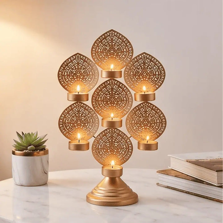 golden big tall candle holder stand diwali decoration mall on moon