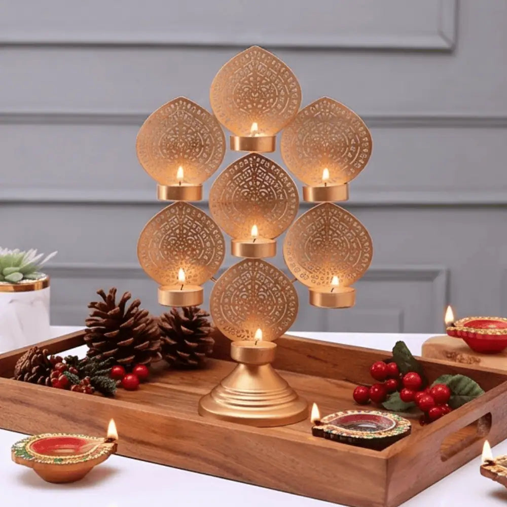 golden big tall candle holder stand diwali decoration mall on moon
