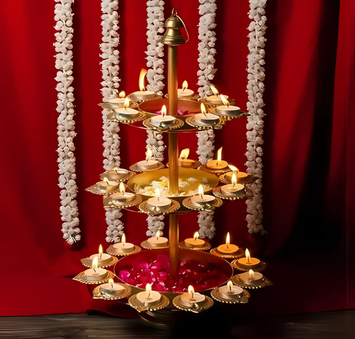 Metal 3 Layer Foldable Urli Diya Stand