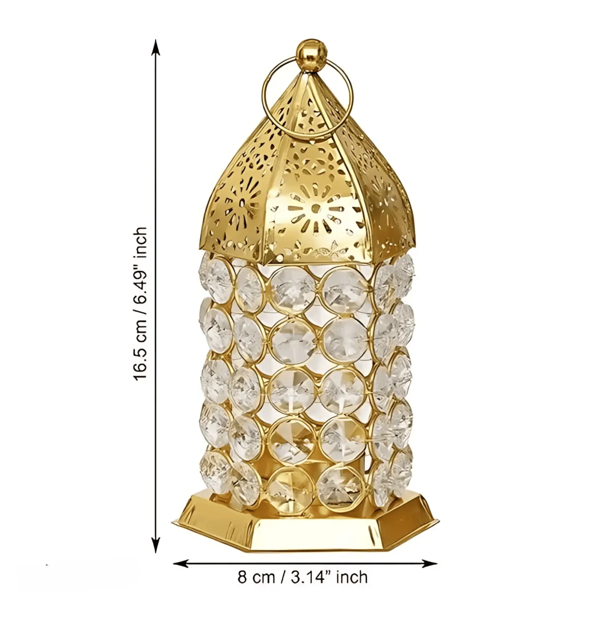 Crystal Engraved Tealight Candle Holder Lantern