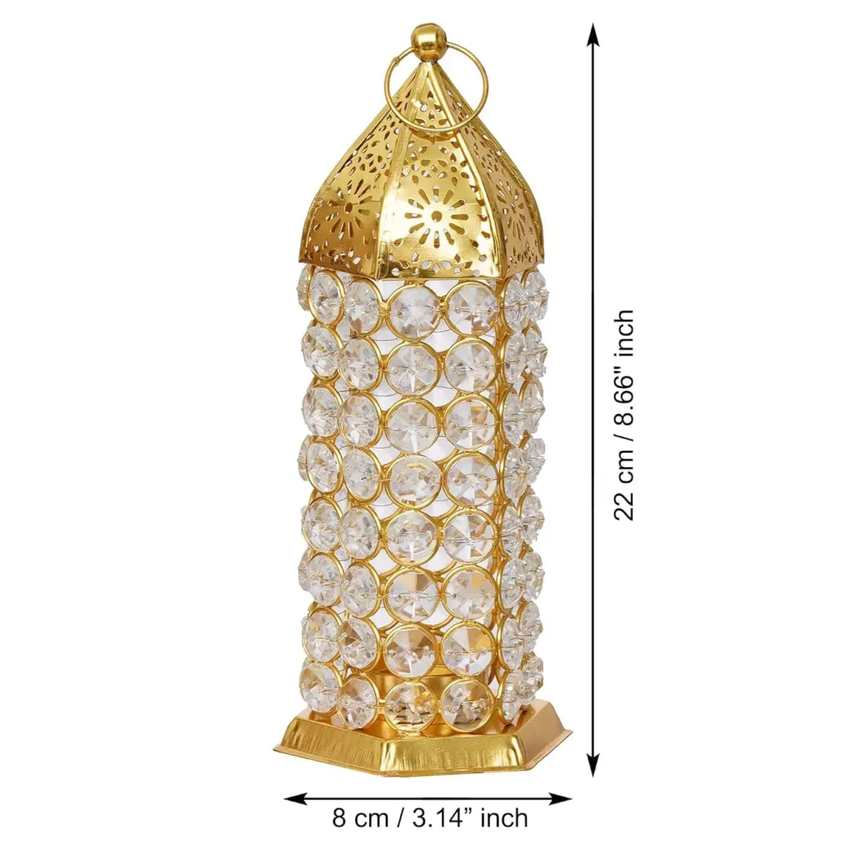 Crystal Engraved Tealight Candle Holder Lantern