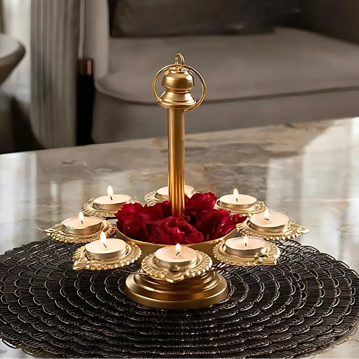 Metal Gold Urli Bowl Diya Stand