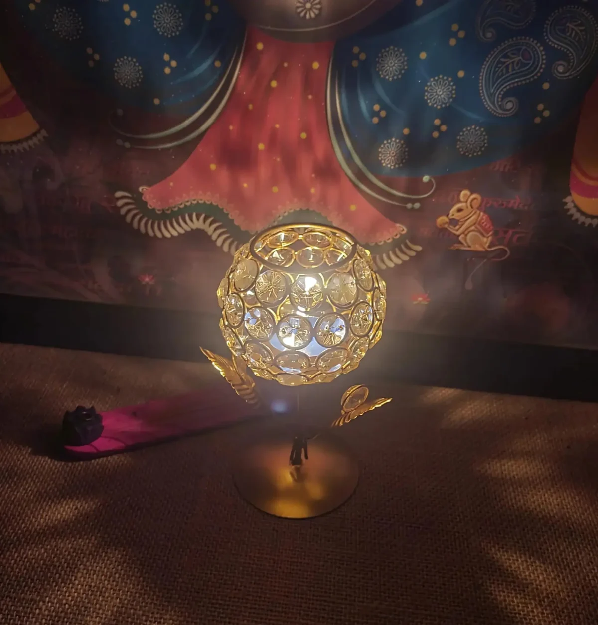 Metal Crystal Tealight Candle Holder Stand