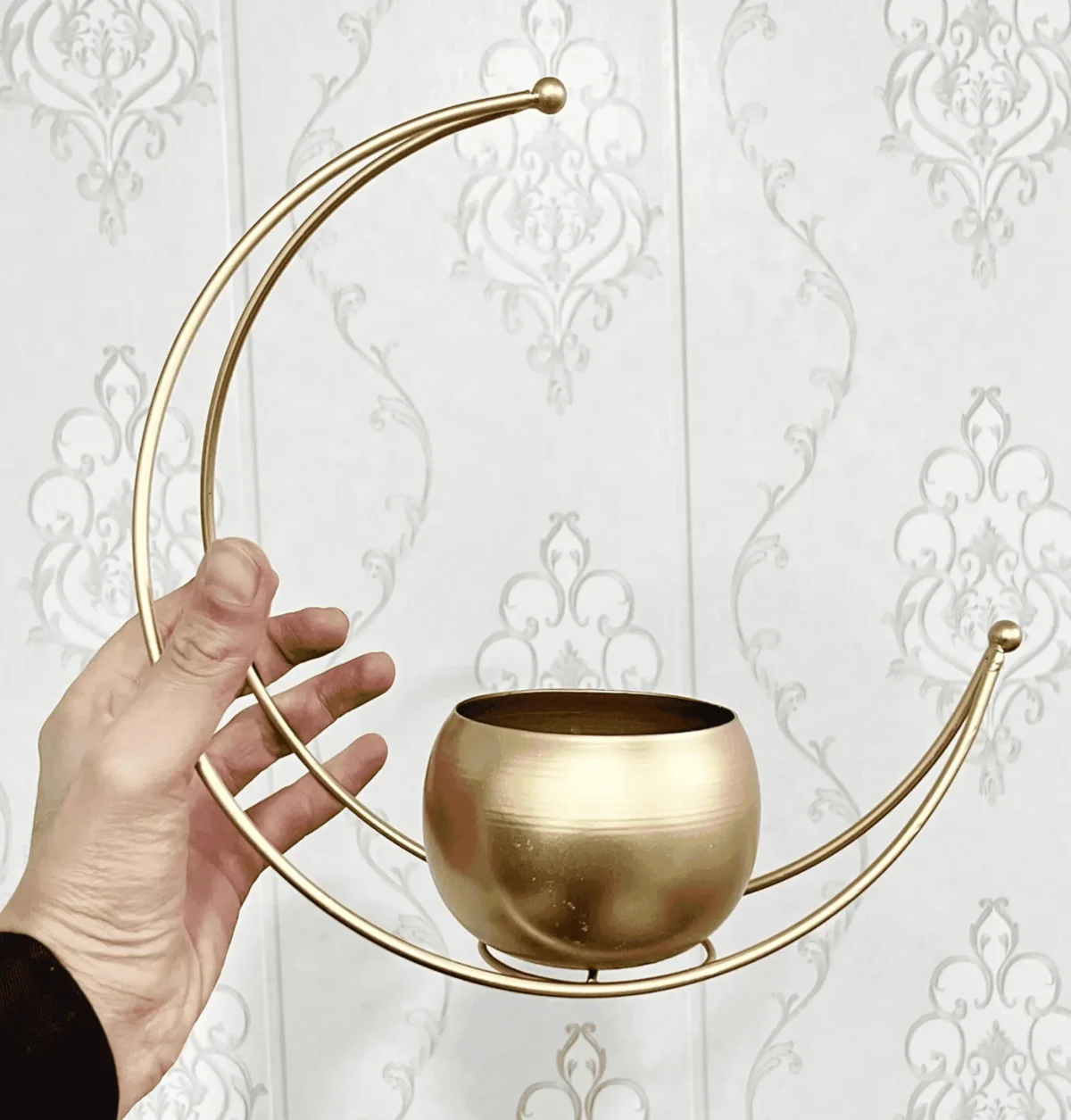 Crescent Moon Shape Golden Flower Pot