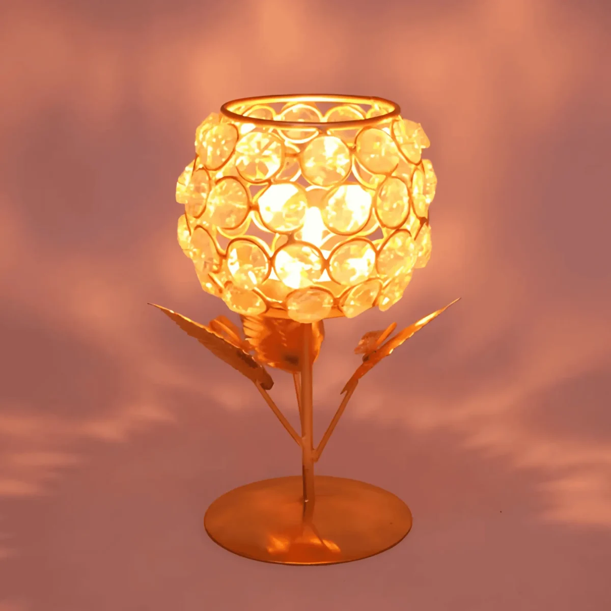 Metal Crystal Tealight Candle Holder Stand