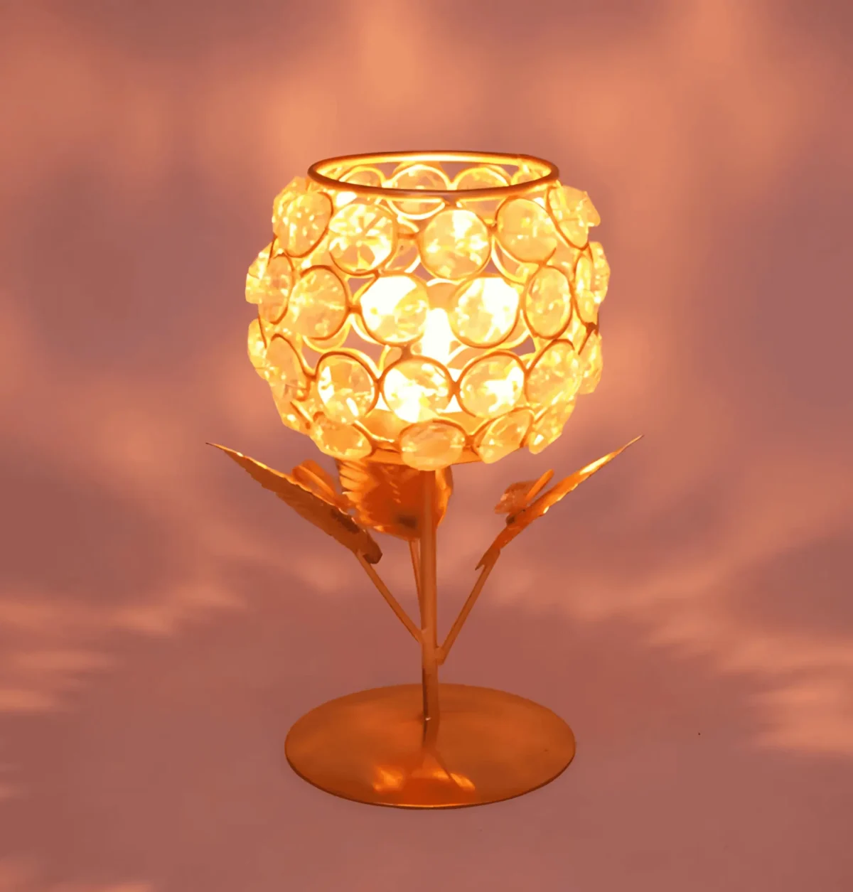 Metal Crystal Tealight Candle Holder Stand