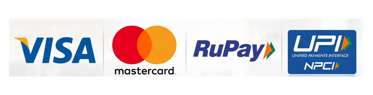 Visa, Mastercard, RuPay, UPI accepted