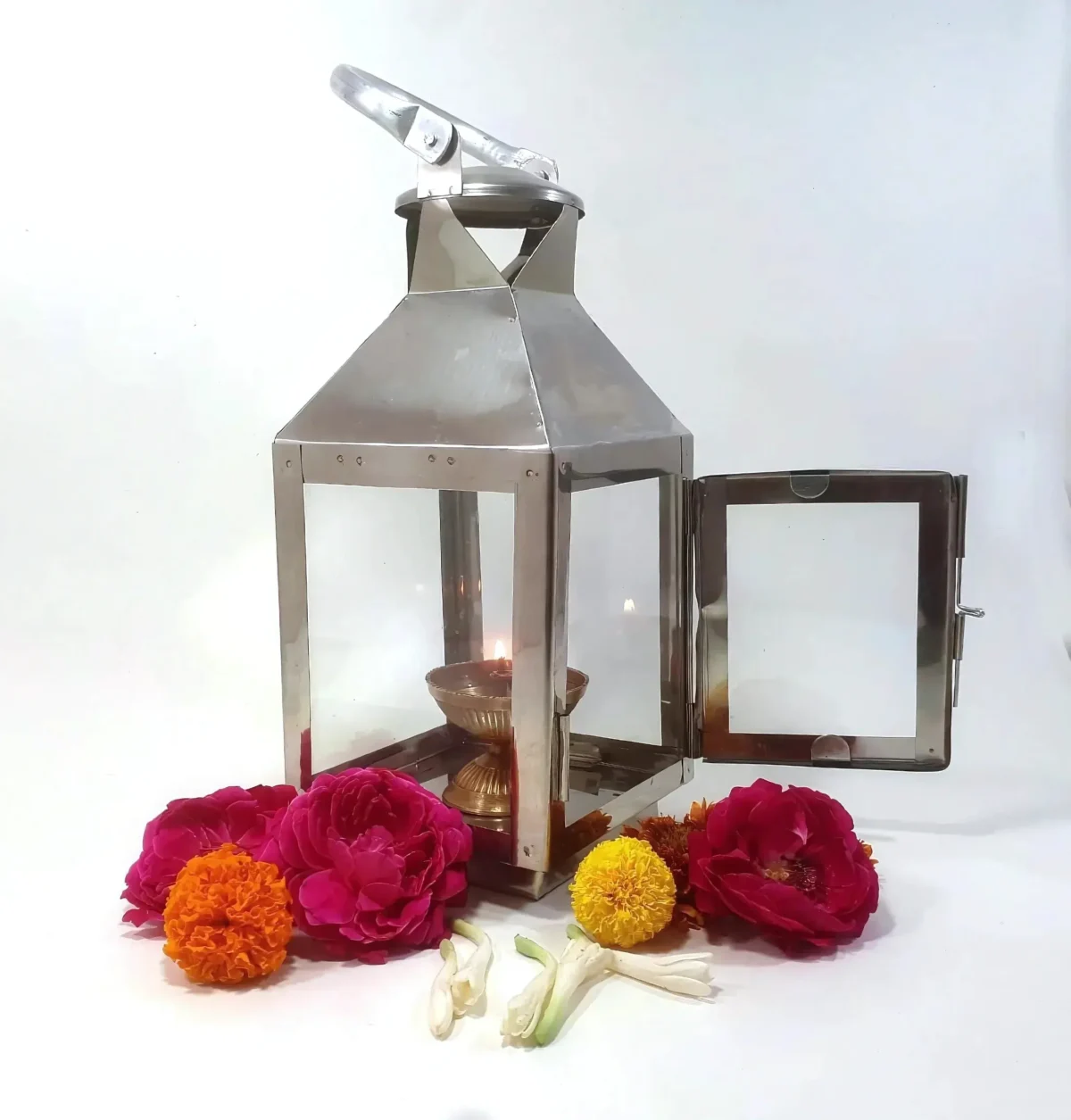 Stainless Steel Decorative Glass Cover Hanging & Table Top Lantern